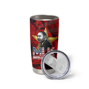 MLK Day Tumbler Cup Martin Luther King Jr Tribute American Flag Lettering - African Pride