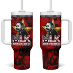 MLK Day Tumbler With Handle Martin Luther King Jr Tribute American Flag Lettering - African Pride