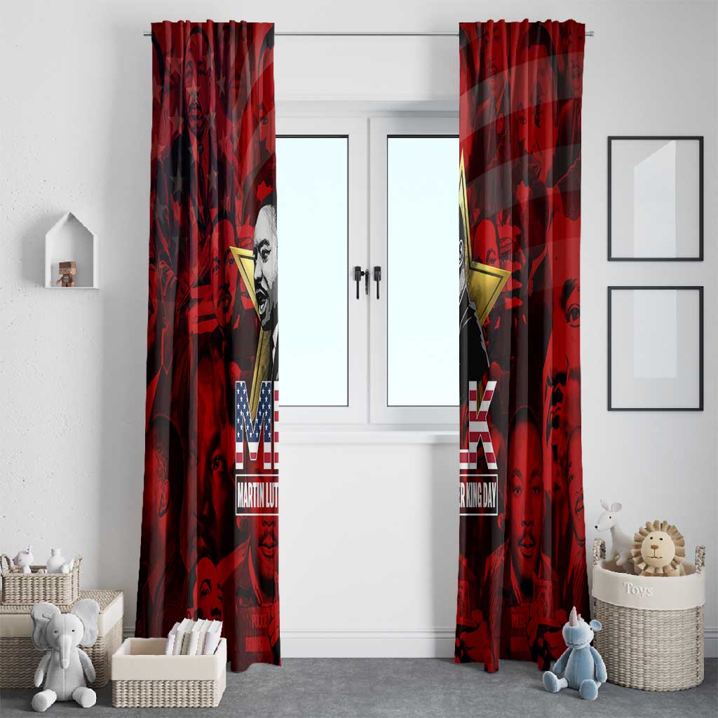 MLK Day Window Curtain Martin Luther King Jr Tribute American Flag Lettering - African Pride