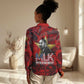 MLK Day Women Casual Shirt Martin Luther King Jr Tribute American Flag Lettering - African Pride