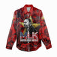 MLK Day Women Casual Shirt Martin Luther King Jr Tribute American Flag Lettering - African Pride