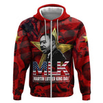 MLK Day Zip Hoodie Martin Luther King Jr Tribute American Flag Lettering - African Pride