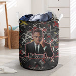 Malcolm X Laundry Basket Street Art Style Portrait Quote The Future Belongs to Those Who Prepare Civil Rights Tribute - African Pride