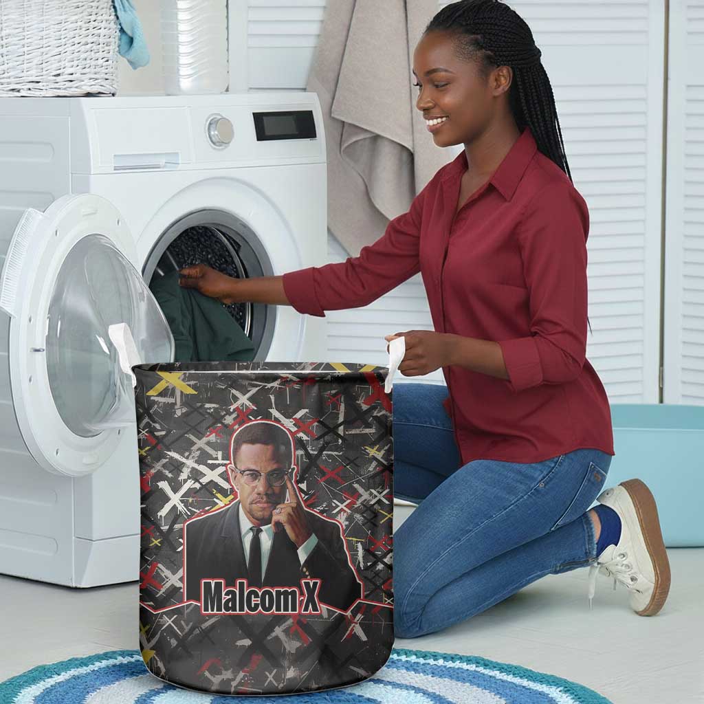 Malcolm X Laundry Basket Street Art Style Portrait Quote The Future Belongs to Those Who Prepare Civil Rights Tribute - African Pride