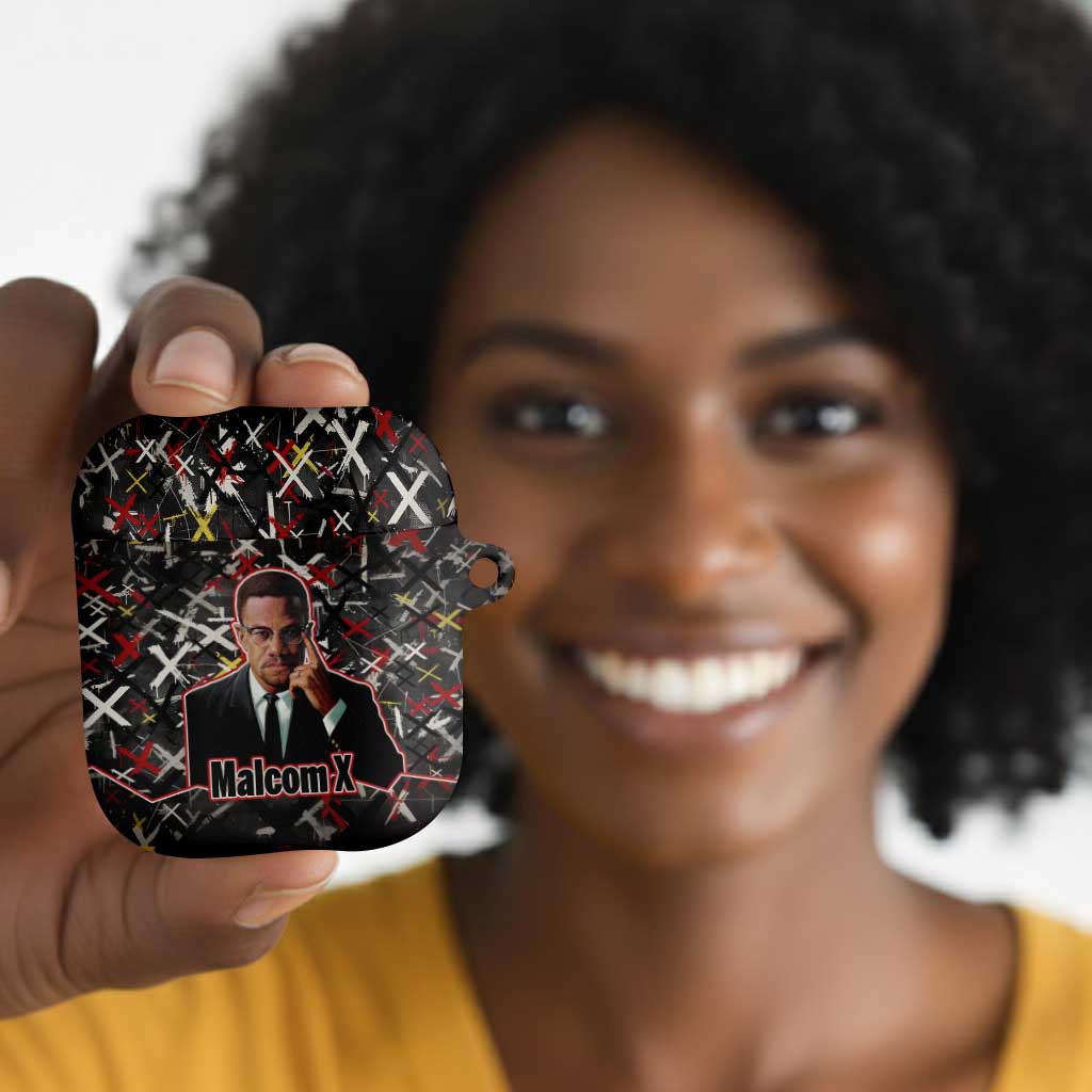 Malcolm X AirPods Case Street Art Style Portrait Quote The Future Belongs to Those Who Prepare Civil Rights Tribute - African Pride