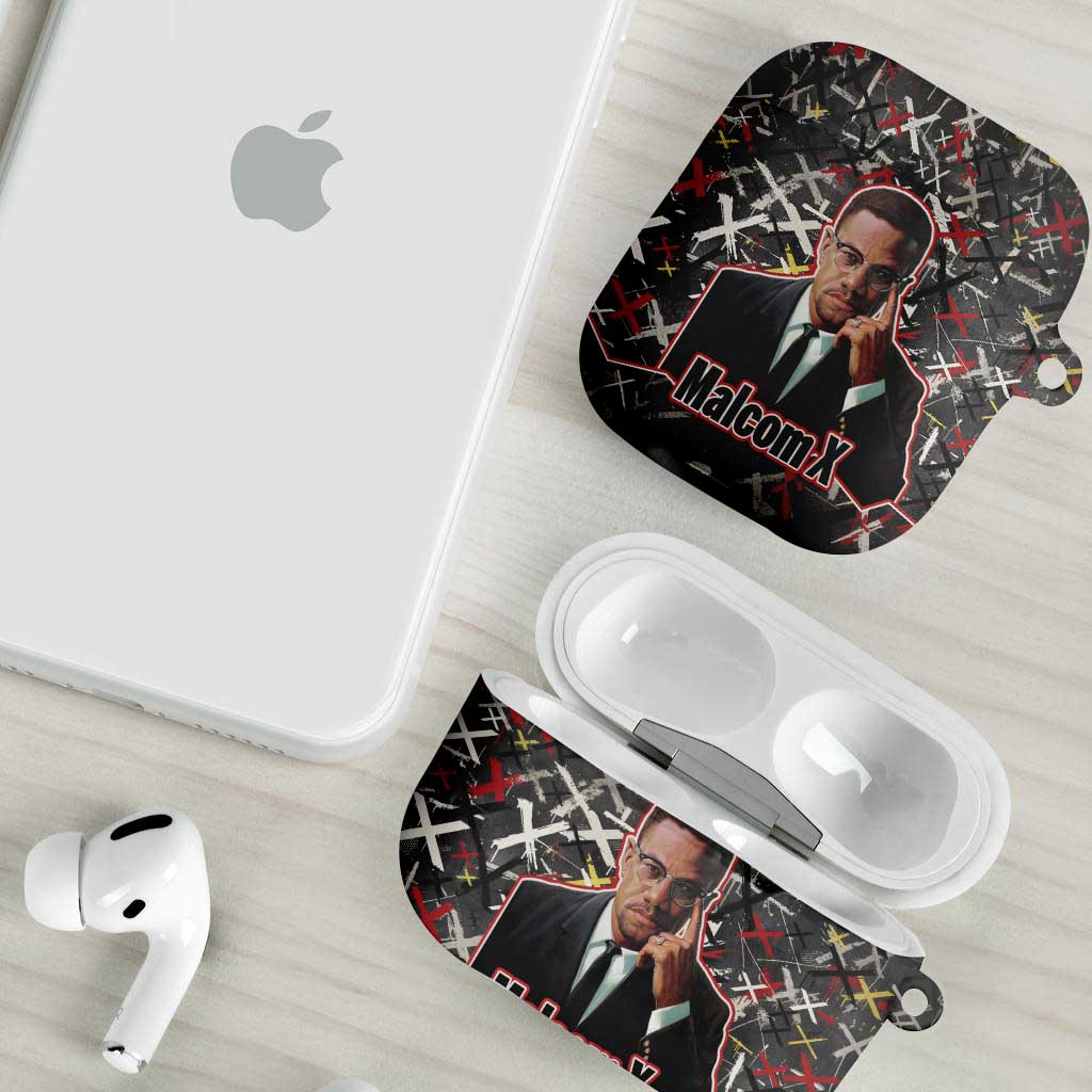 Malcolm X AirPods Case Street Art Style Portrait Quote The Future Belongs to Those Who Prepare Civil Rights Tribute - African Pride