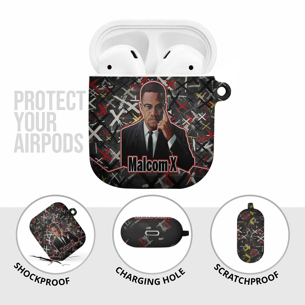 Malcolm X AirPods Case Street Art Style Portrait Quote The Future Belongs to Those Who Prepare Civil Rights Tribute - African Pride