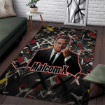 Malcolm X Area Rug Street Art Style Portrait Quote The Future Belongs to Those Who Prepare Civil Rights Tribute - African Pride