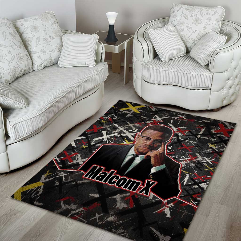 Malcolm X Area Rug Street Art Style Portrait Quote The Future Belongs to Those Who Prepare Civil Rights Tribute - African Pride