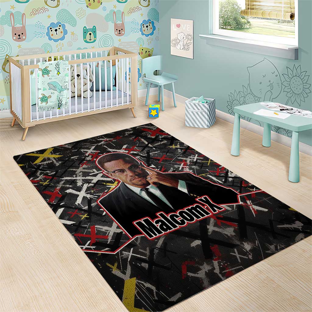 Malcolm X Area Rug Street Art Style Portrait Quote The Future Belongs to Those Who Prepare Civil Rights Tribute - African Pride
