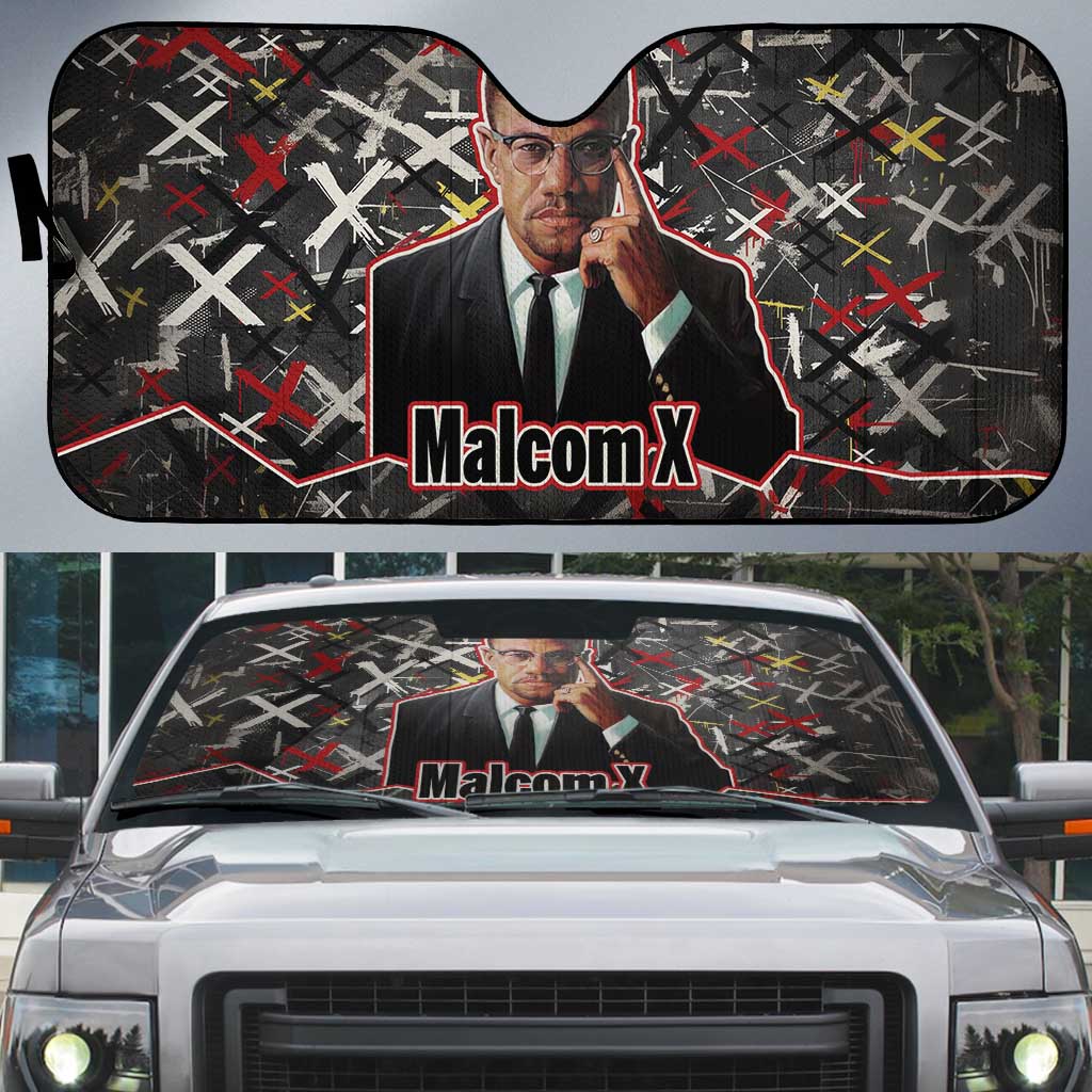 Malcolm X Auto Sun Shade Street Art Style Portrait Quote The Future Belongs to Those Who Prepare Civil Rights Tribute - African Pride