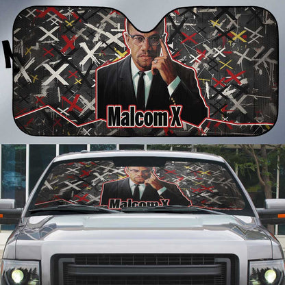 Malcolm X Auto Sun Shade Street Art Style Portrait Quote The Future Belongs to Those Who Prepare Civil Rights Tribute - African Pride