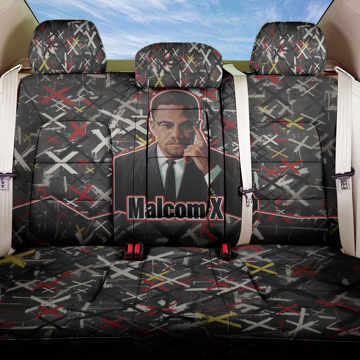 Malcolm X Back Car Seat Cover Street Art Style Portrait Quote The Future Belongs to Those Who Prepare Civil Rights Tribute - African Pride