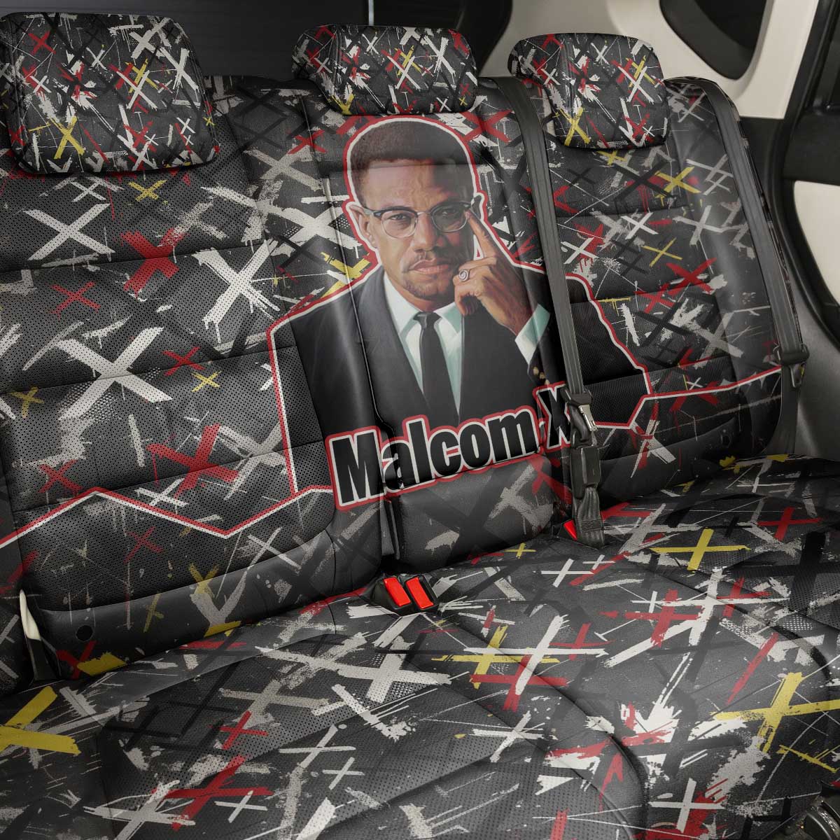 Malcolm X Back Car Seat Cover Street Art Style Portrait Quote The Future Belongs to Those Who Prepare Civil Rights Tribute - African Pride
