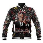 Malcolm X Baseball Jacket Street Art Style Portrait Quote The Future Belongs to Those Who Prepare Civil Rights Tribute - African Pride