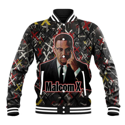 Malcolm X Baseball Jacket Street Art Style Portrait Quote The Future Belongs to Those Who Prepare Civil Rights Tribute - African Pride