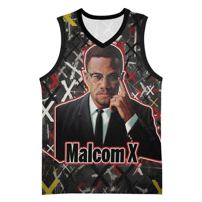 Malcolm X Basketball Jersey Street Art Style Portrait Quote The Future Belongs to Those Who Prepare Civil Rights Tribute - African Pride