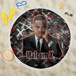 Malcolm X Beach Blanket Street Art Style Portrait Quote The Future Belongs to Those Who Prepare Civil Rights Tribute - African Pride