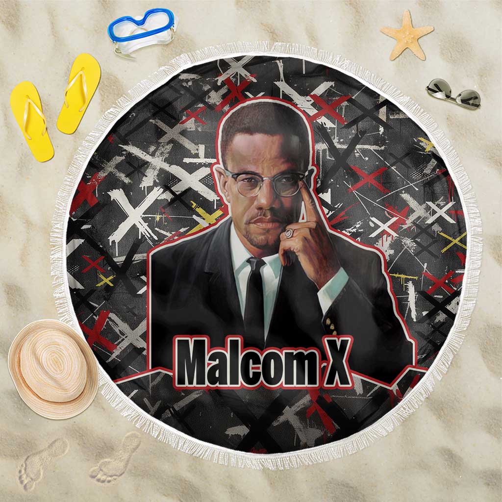 Malcolm X Beach Blanket Street Art Style Portrait Quote The Future Belongs to Those Who Prepare Civil Rights Tribute - African Pride