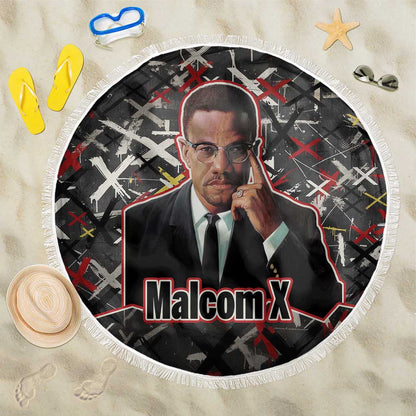 Malcolm X Beach Blanket Street Art Style Portrait Quote The Future Belongs to Those Who Prepare Civil Rights Tribute - African Pride