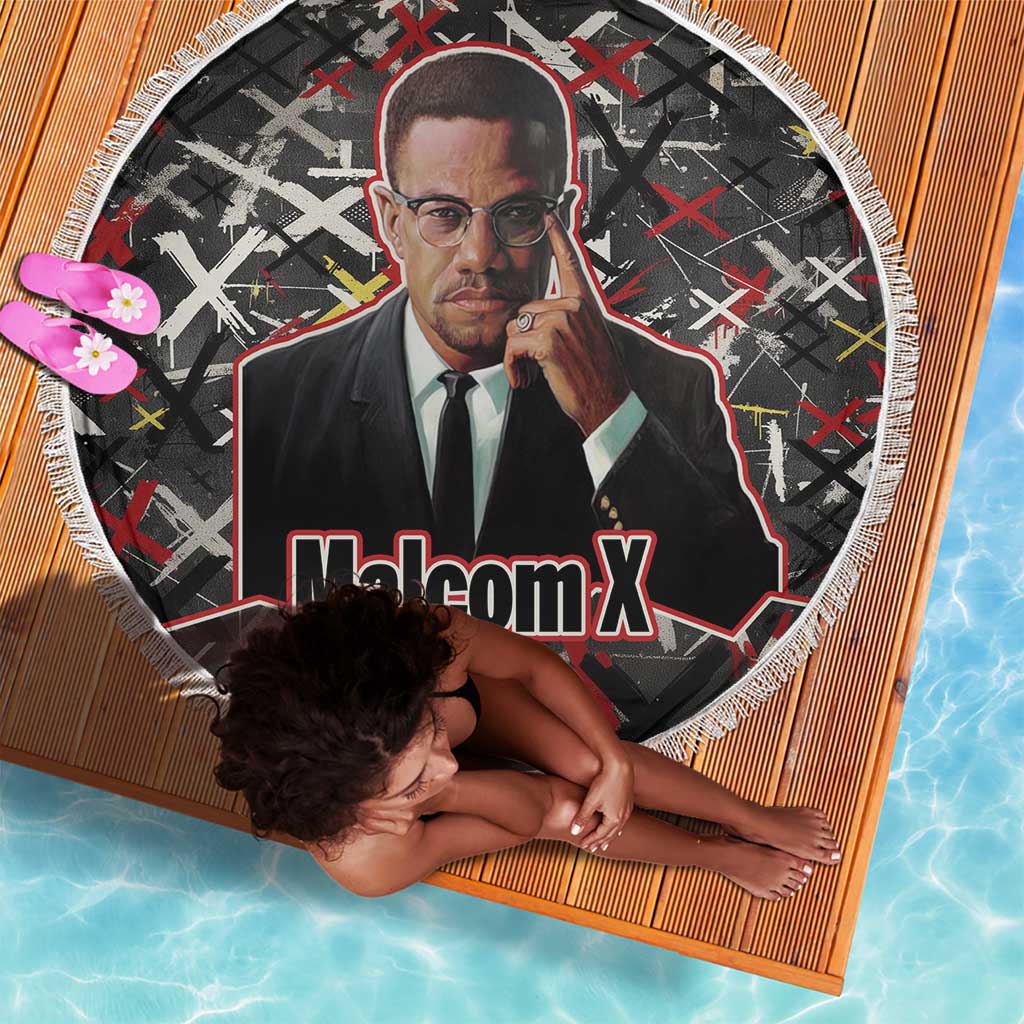 Malcolm X Beach Blanket Street Art Style Portrait Quote The Future Belongs to Those Who Prepare Civil Rights Tribute - African Pride