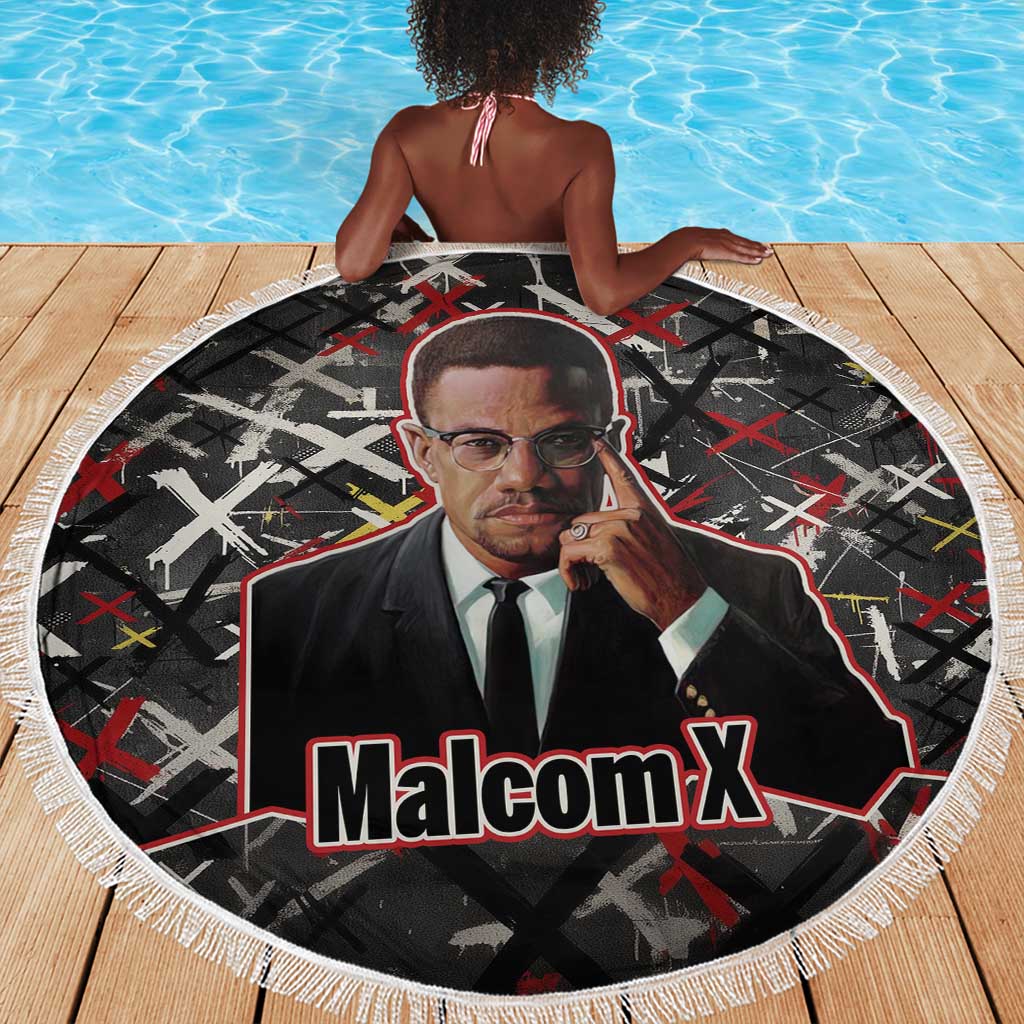 Malcolm X Beach Blanket Street Art Style Portrait Quote The Future Belongs to Those Who Prepare Civil Rights Tribute - African Pride