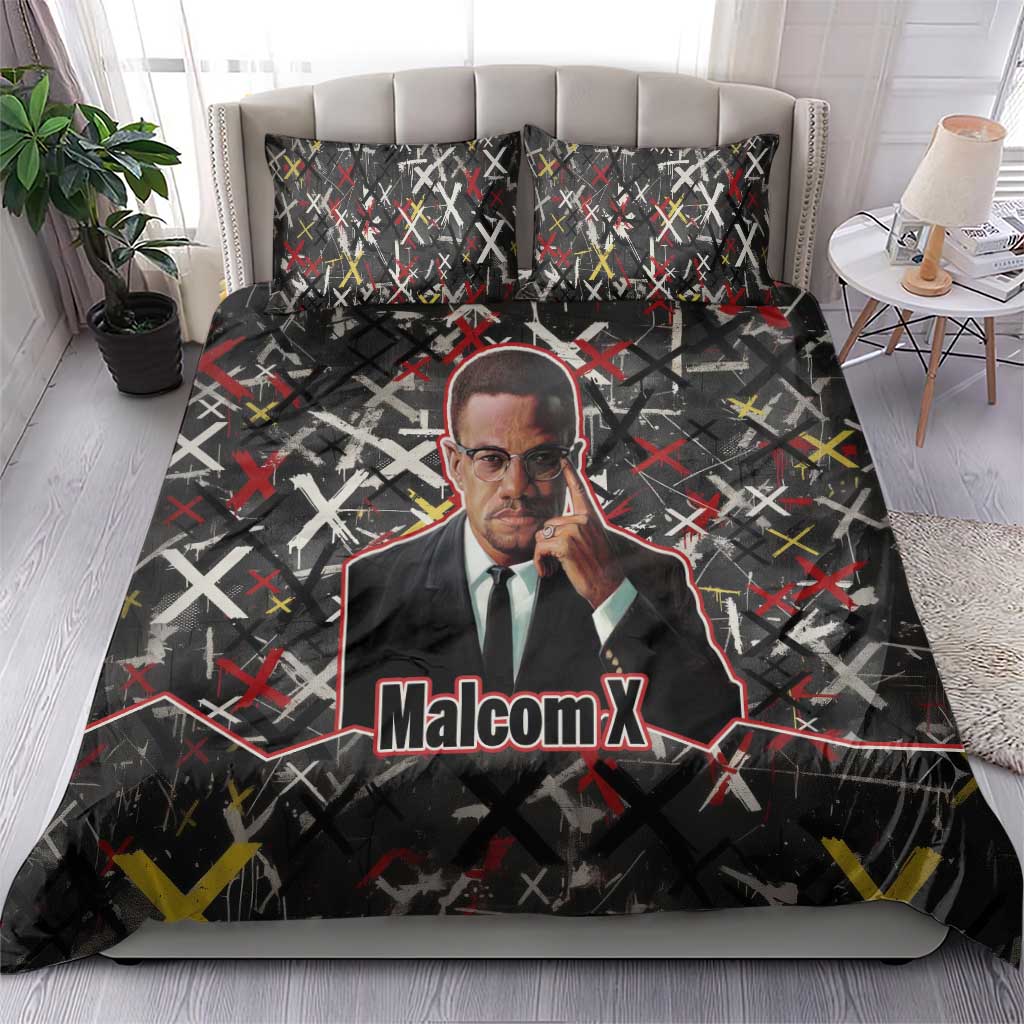 Malcolm X Bedding Set Street Art Style Portrait Quote The Future Belongs to Those Who Prepare Civil Rights Tribute - African Pride
