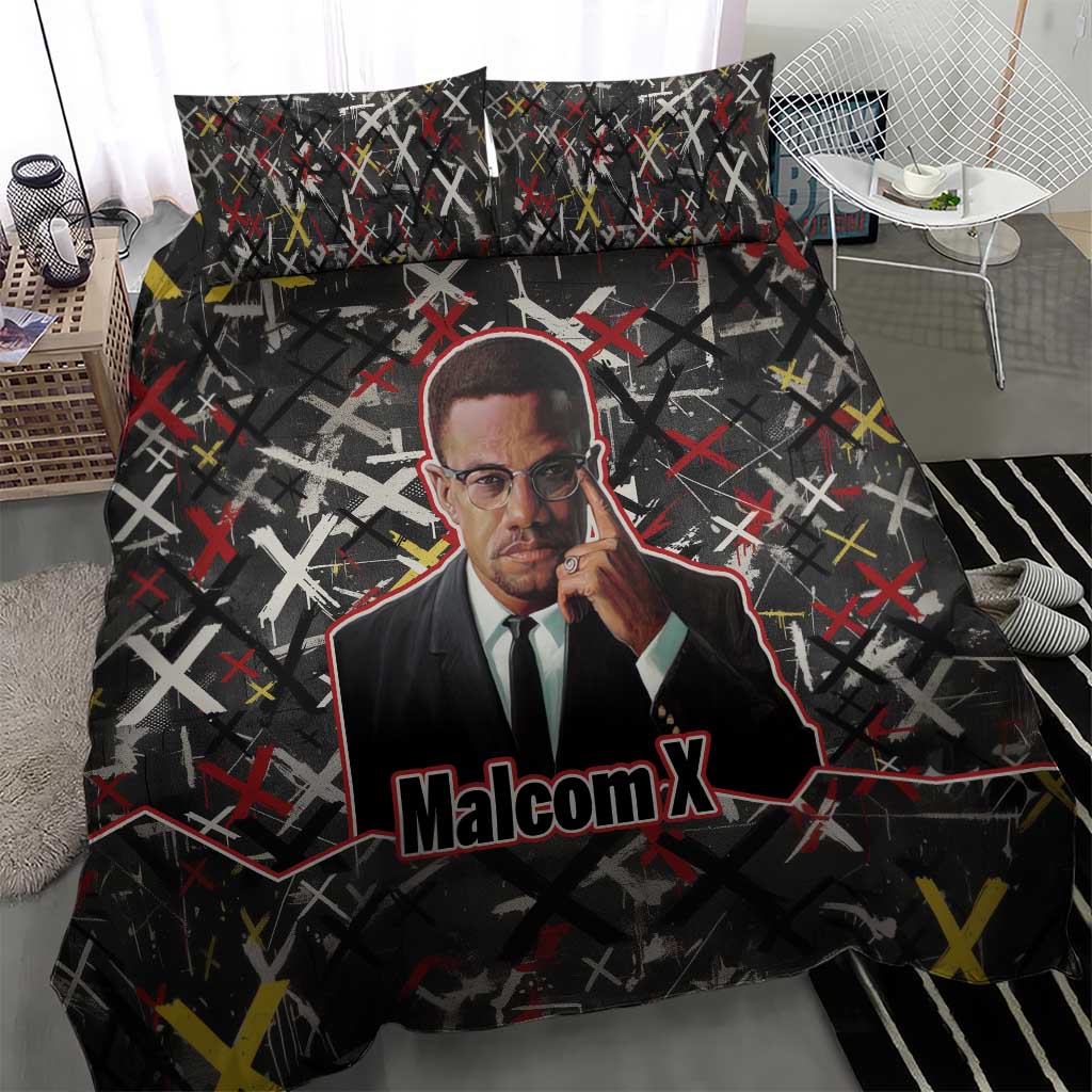 Malcolm X Bedding Set Street Art Style Portrait Quote The Future Belongs to Those Who Prepare Civil Rights Tribute - African Pride