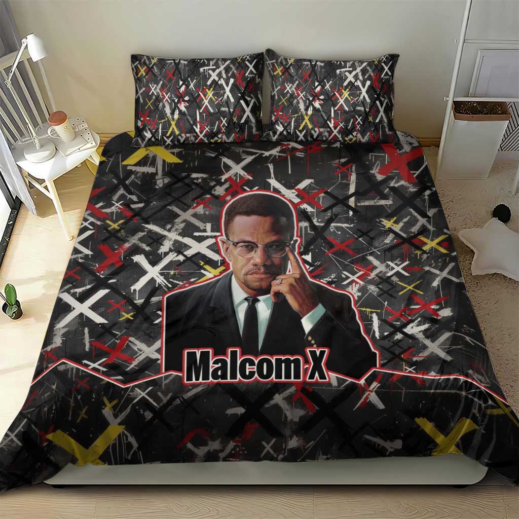 Malcolm X Bedding Set Street Art Style Portrait Quote The Future Belongs to Those Who Prepare Civil Rights Tribute - African Pride
