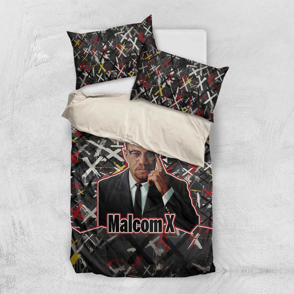 Malcolm X Bedding Set Street Art Style Portrait Quote The Future Belongs to Those Who Prepare Civil Rights Tribute - African Pride