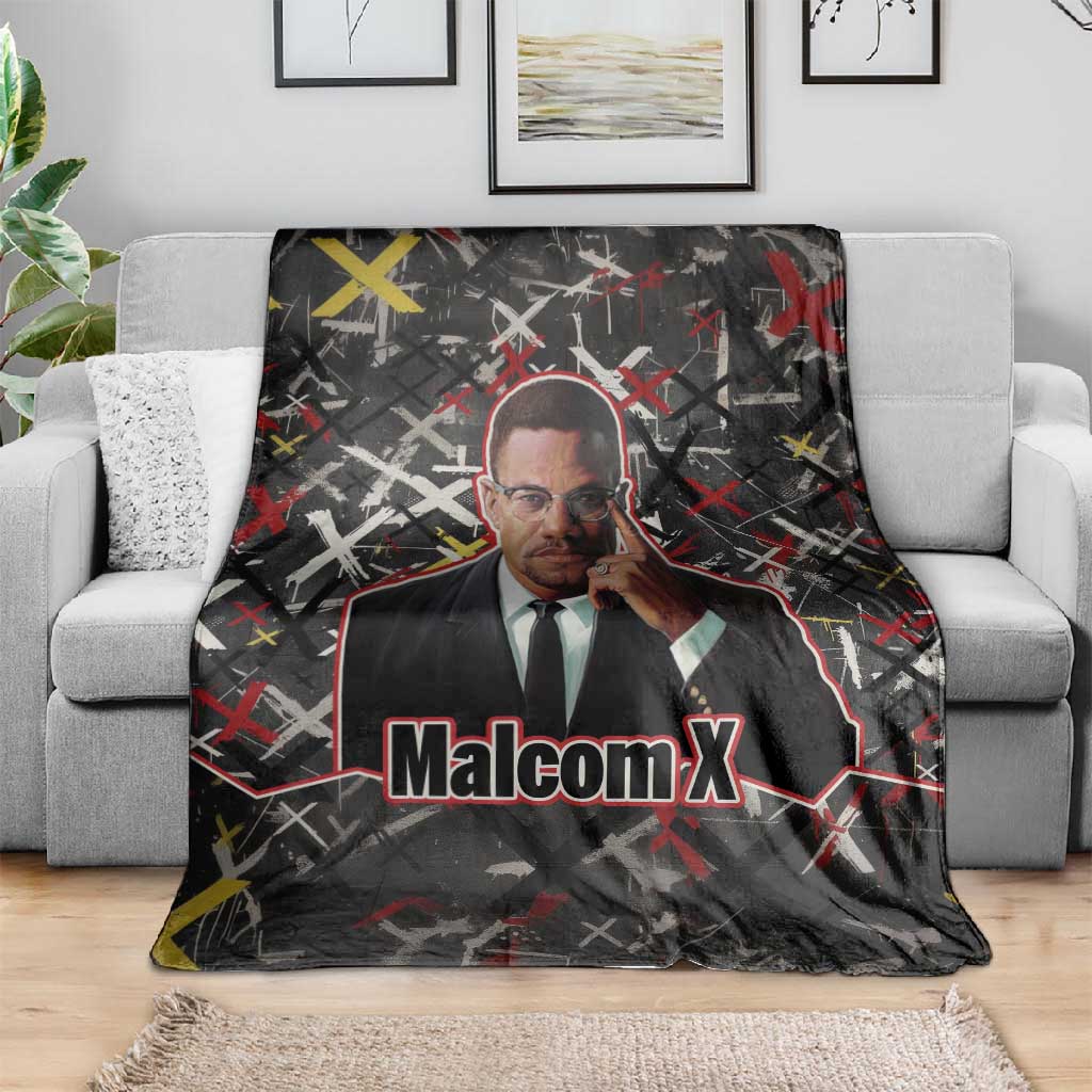 Malcolm X Blanket Street Art Style Portrait Quote The Future Belongs to Those Who Prepare Civil Rights Tribute - African Pride