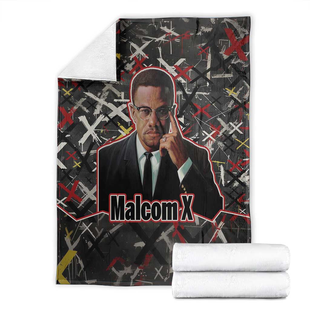 Malcolm X Blanket Street Art Style Portrait Quote The Future Belongs to Those Who Prepare Civil Rights Tribute - African Pride
