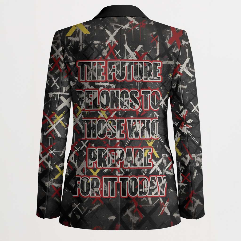 Malcolm X Blazer Street Art Style Portrait Quote The Future Belongs to Those Who Prepare Civil Rights Tribute - African Pride