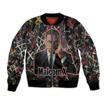 Malcolm X Bomber Jacket Street Art Style Portrait Quote The Future Belongs to Those Who Prepare Civil Rights Tribute - African Pride