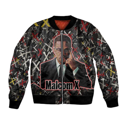 Malcolm X Bomber Jacket Street Art Style Portrait Quote The Future Belongs to Those Who Prepare Civil Rights Tribute - African Pride
