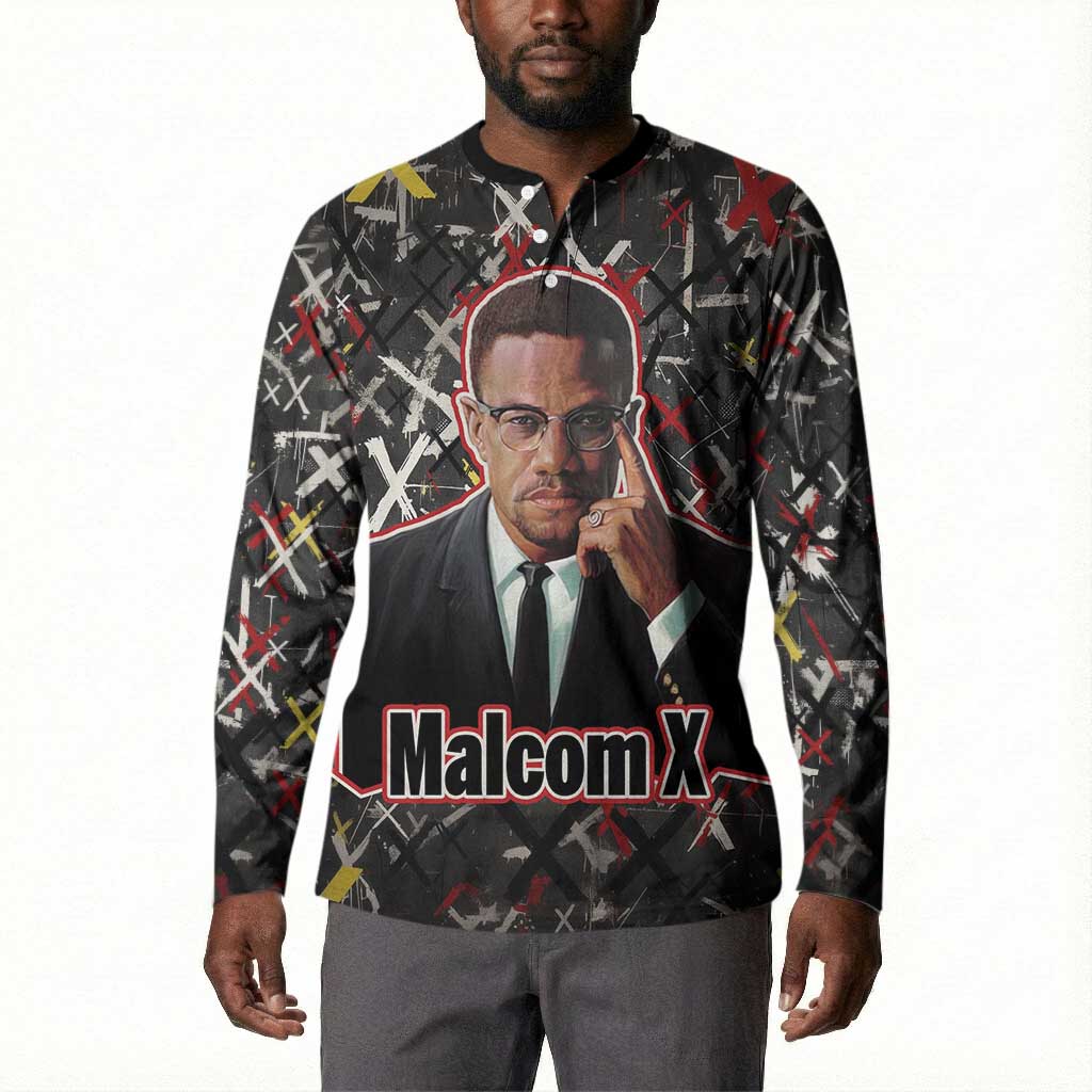 Malcolm X Button Sweatshirt Street Art Style Portrait Quote The Future Belongs to Those Who Prepare Civil Rights Tribute