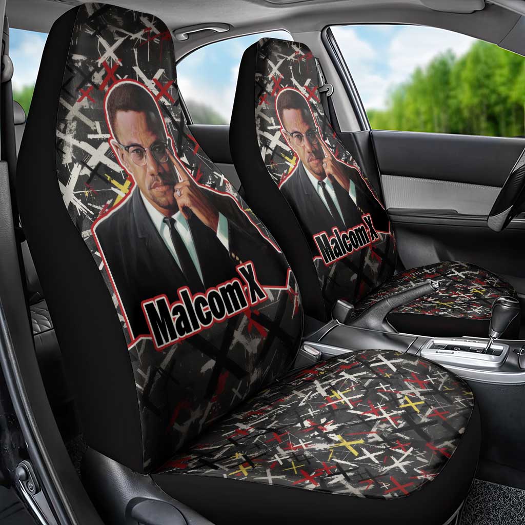 Malcolm X Car Seat Cover Street Art Style Portrait Quote The Future Belongs to Those Who Prepare Civil Rights Tribute - African Pride
