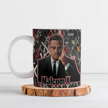 Malcolm X Ceramic Mug Street Art Style Portrait Quote The Future Belongs to Those Who Prepare Civil Rights Tribute - African Pride