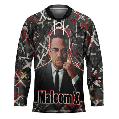 Malcolm X Hockey Jersey Street Art Style Portrait Quote The Future Belongs to Those Who Prepare Civil Rights Tribute - African Pride