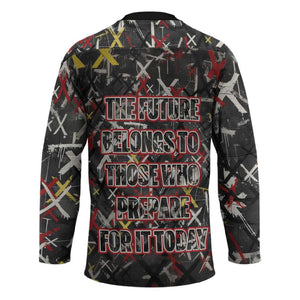 Malcolm X Hockey Jersey Street Art Style Portrait Quote The Future Belongs to Those Who Prepare Civil Rights Tribute - African Pride