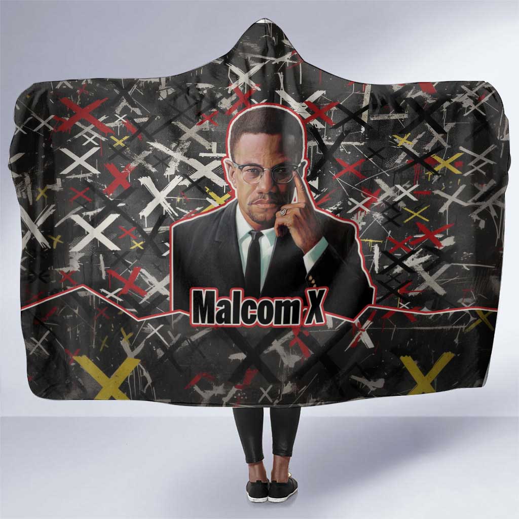 Malcolm X Hooded Blanket Street Art Style Portrait Quote The Future Belongs to Those Who Prepare Civil Rights Tribute - African Pride