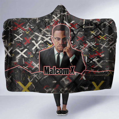 Malcolm X Hooded Blanket Street Art Style Portrait Quote The Future Belongs to Those Who Prepare Civil Rights Tribute - African Pride
