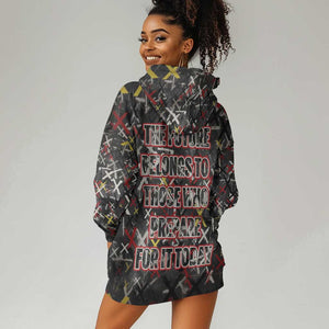 Malcolm X Hoodie Dress Street Art Style Portrait Quote The Future Belongs to Those Who Prepare Civil Rights Tribute - African Pride