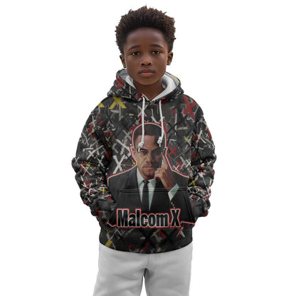 Malcolm X Kid Hoodie Street Art Style Portrait Quote The Future Belongs to Those Who Prepare Civil Rights Tribute - African Pride