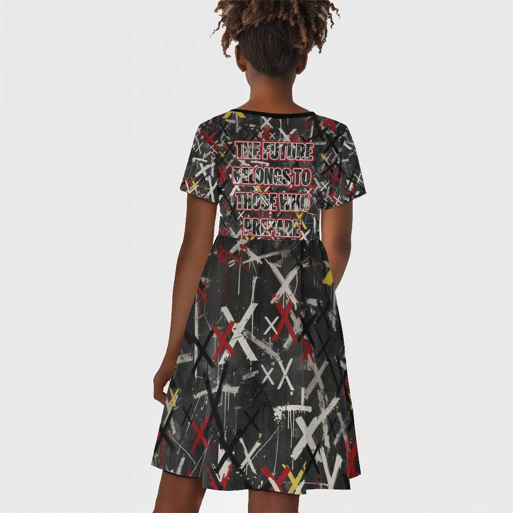 Malcolm X Kid Short Sleeve Dress Street Art Style Portrait Quote The Future Belongs to Those Who Prepare Civil Rights Tribute TS04