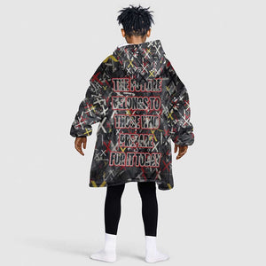 Malcolm X Kid Wearable Blanket Hoodie Street Art Style Portrait Quote The Future Belongs to Those Who Prepare Civil Rights Tribute - African Pride