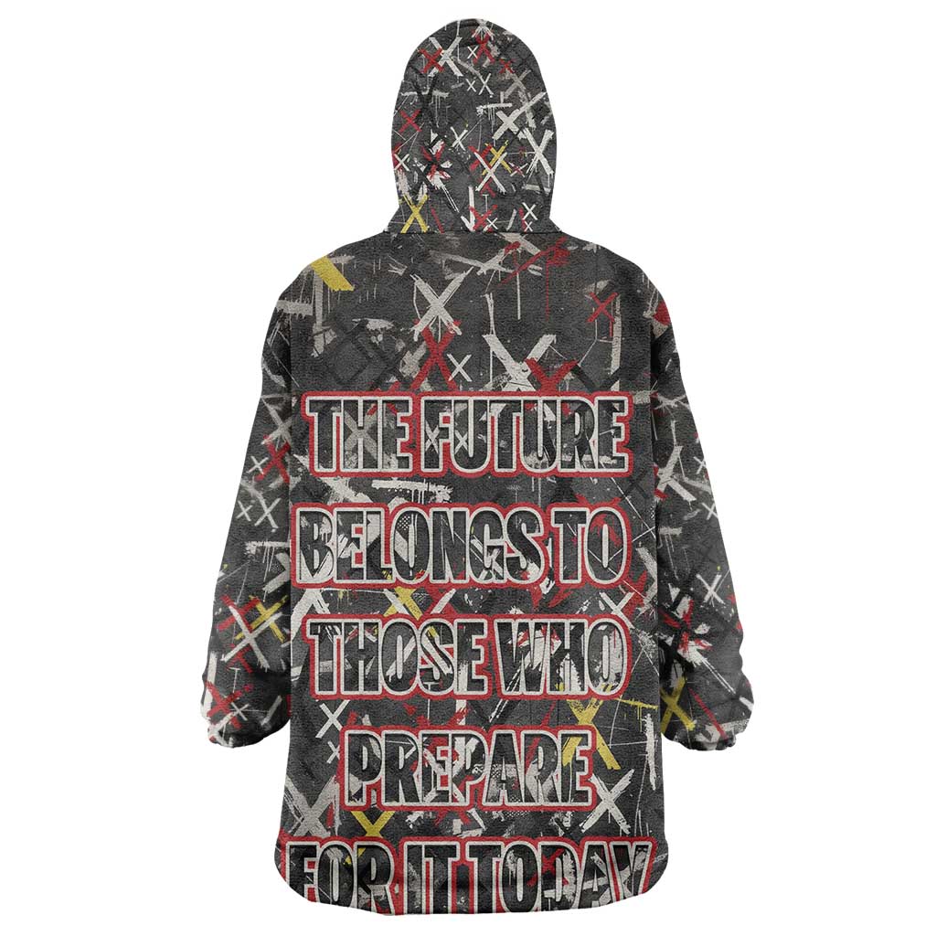 Malcolm X Kid Wearable Blanket Hoodie Street Art Style Portrait Quote The Future Belongs to Those Who Prepare Civil Rights Tribute - African Pride