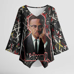 Malcolm X Kimono Sleeve Blouse Street Art Style Portrait Quote The Future Belongs to Those Who Prepare Civil Rights Tribute - African Pride
