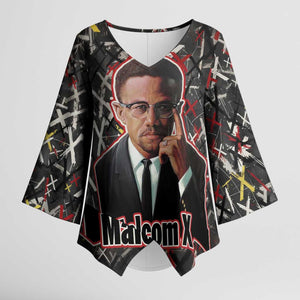 Malcolm X Kimono Sleeve Blouse Street Art Style Portrait Quote The Future Belongs to Those Who Prepare Civil Rights Tribute - African Pride