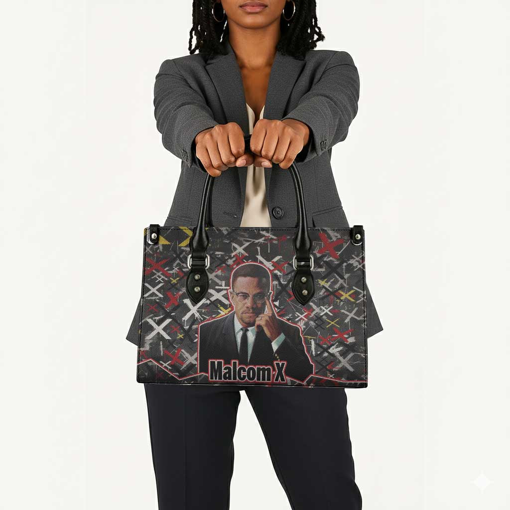 Malcolm X Leather Bag Street Art Style Portrait Quote The Future Belongs to Those Who Prepare Civil Rights Tribute - African Pride